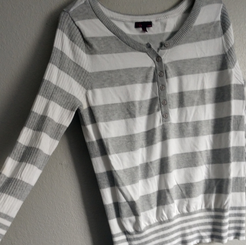 Grey and white stripe sweater